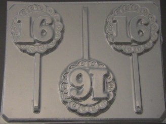 8516 Sweet 16 Lacy Round Chocolate Candy Lollipop Mold